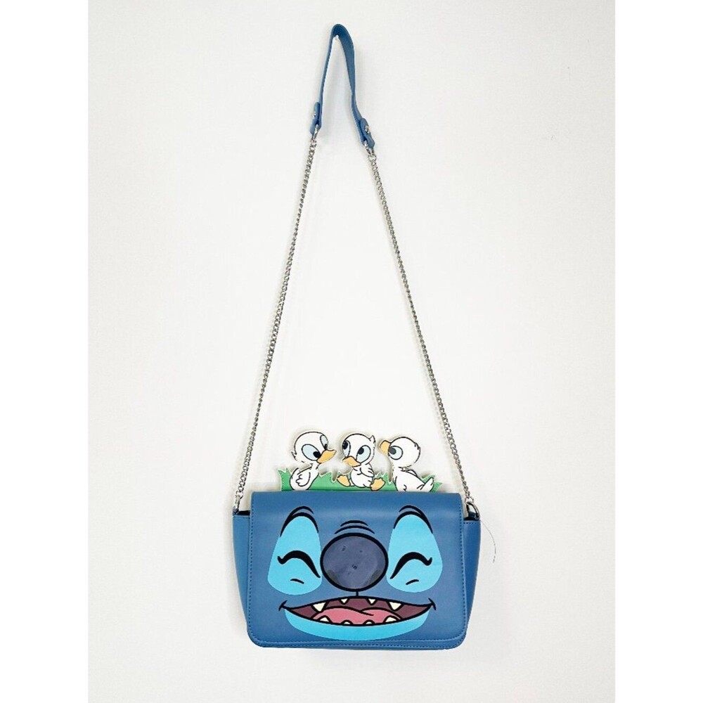 Loungefly Disney Stitch Crossbody Bag Ducklings Blue Faux Leather Chain Strap